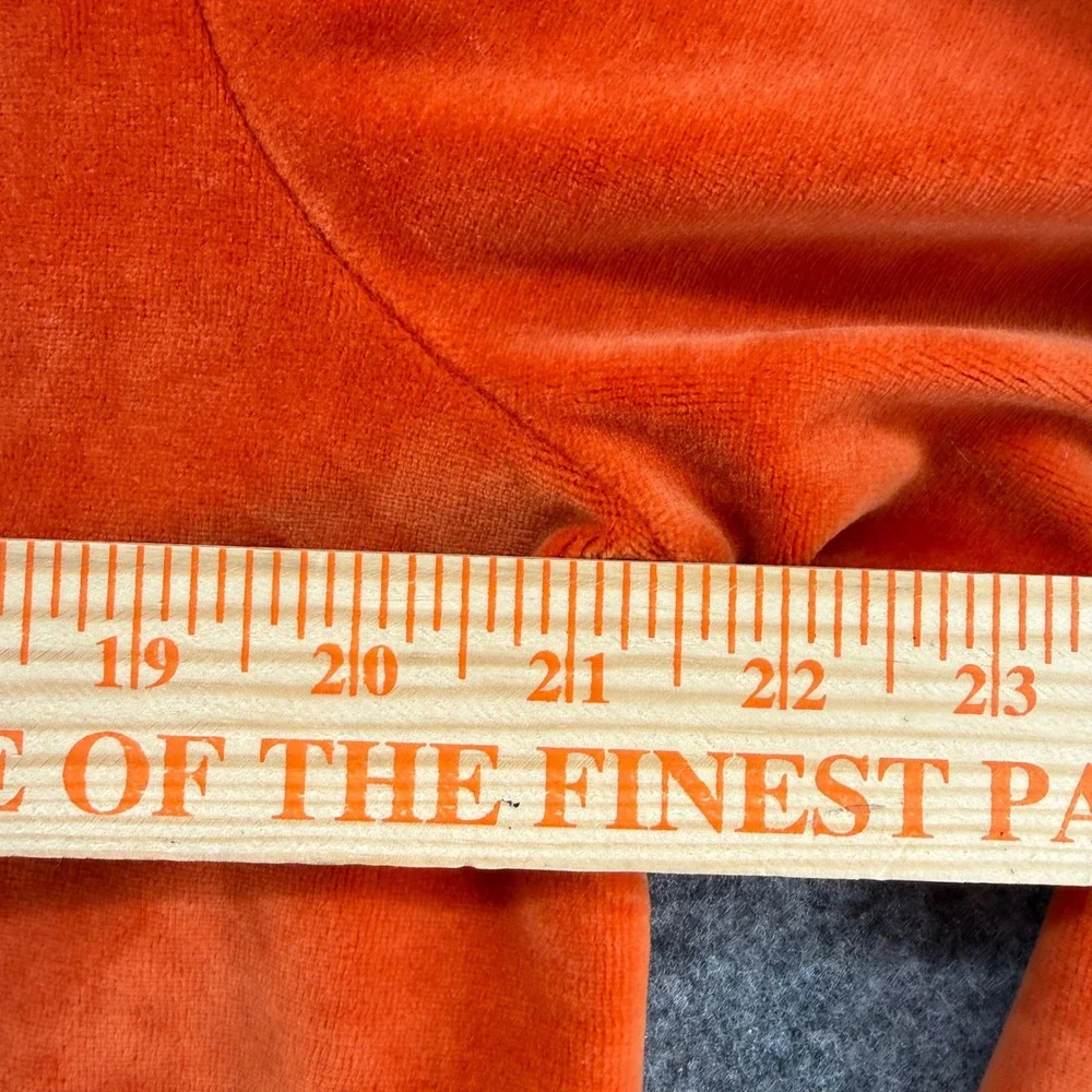 J. Jill Velour Cardigan Womens Large Orange Lace Velvet Trim Button Front Cotton - Picture 16 of 16